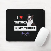 Ich Liebe Tattoos und meine Grenz-Collie Hund tatt Mousepad (Mit Mouse)