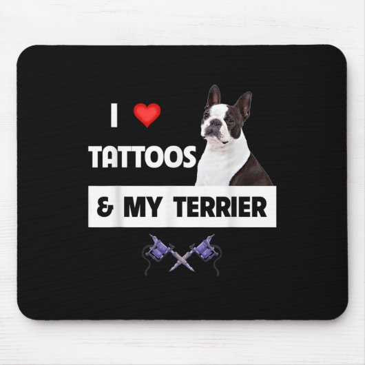 Ich Liebe Tattoos und meine Grenz-Collie Hund tatt Mousepad (Vorne)