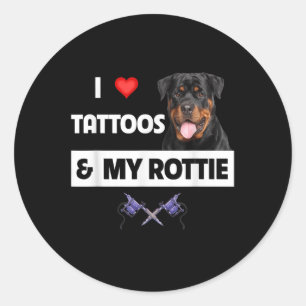 Ich Liebe Tattoos und meine Rottie Rottweiler Hund Runder Aufkleber
