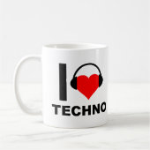 Ich liebe Techno Lustiger Becher Kaffeetasse (Links)