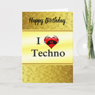 Ich Liebe Techno Mit einem lustigen Roten Herz sin Karte