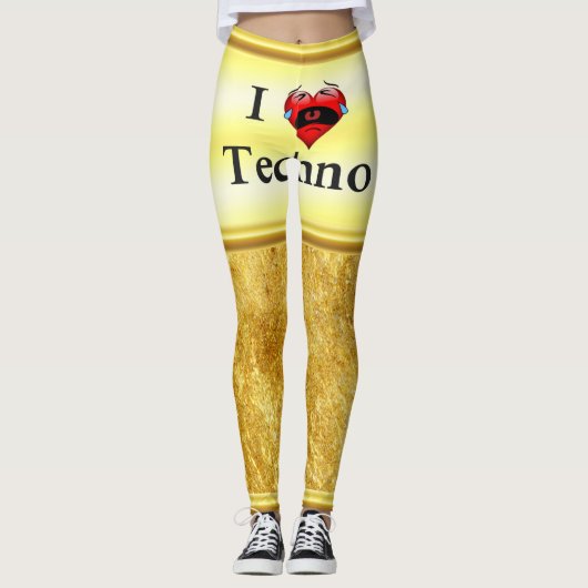 Ich Liebe Techno Mit einem lustigen Roten Herz sin Leggings (Vorderseite)