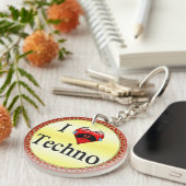 Ich Liebe Techno Mit einem lustigen Roten Herz sin Schlüsselanhänger (Vorderseite rechts)