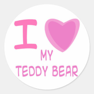 Ich liebe Teddybär Runder Aufkleber