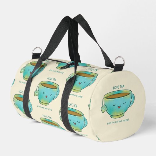 Ich liebe Tee, sowohl Kräutertee als auch verbalen Duffle Bag (Linke Seite)
