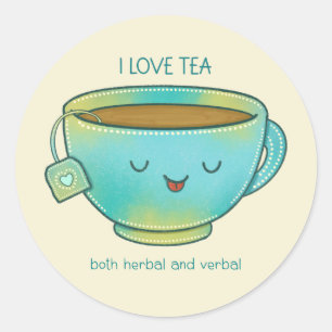 Ich liebe Tee, sowohl Kräutertee als auch verbalen Runder Aufkleber