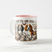 Ich Liebe Tee und Hunde Zweifarbige Tasse (Vorderseite Links)