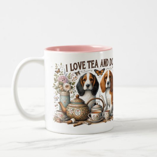 Ich Liebe Tee und Hunde Zweifarbige Tasse (Links)