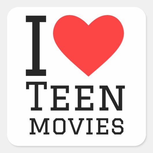 Ich Liebe Teenagerfilme Quadratischer Aufkleber (Vorderseite)