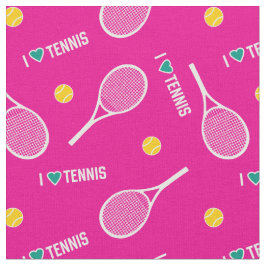 Ich Liebe Tennis auf lebendigem Rosa und Weiß Stoff