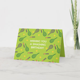 🎾 Ich 💚 Liebe Tennis Happy Birthday Card Karte