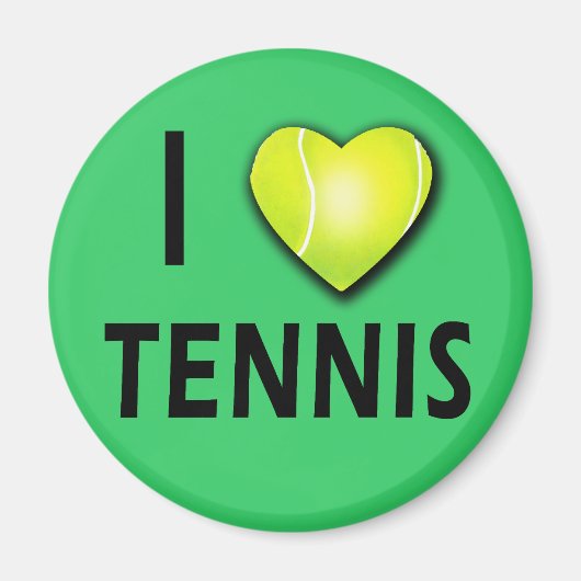 Ich Liebe Tennis mit Tennis Ball Herz Magnet (Vorne)