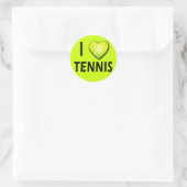Ich Liebe Tennis mit Tennis Ball Herz Runder Aufkleber (Tasche)