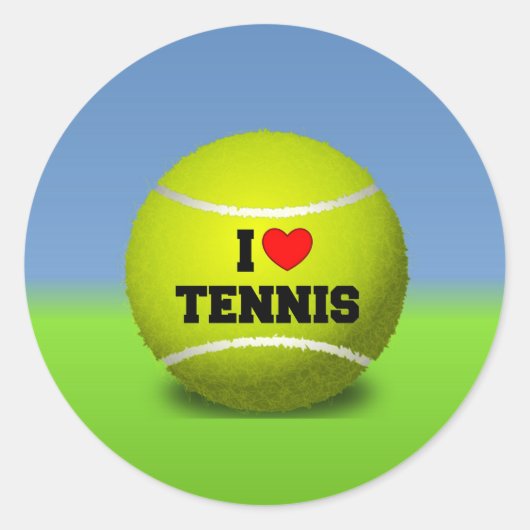 Ich liebe Tennis Runder Aufkleber (Vorderseite)