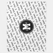 Ich Liebe Tennis Typografie Schwarz-weiß JEDE Farb Fleecedecke (Vorderseite)