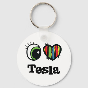 Ich liebe Tesla Schlüsselanhänger