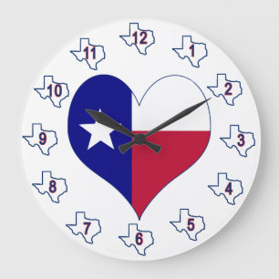 Ich Liebe Texas Flag Herz Große Wanduhr