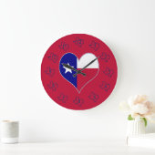 Ich Liebe Texas Flag Herz Große Wanduhr (Zuhause)