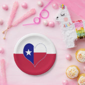 Ich Liebe Texas Flag Herz Pappteller (Party)