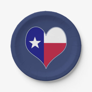 Ich Liebe Texas Flag Herz Pappteller