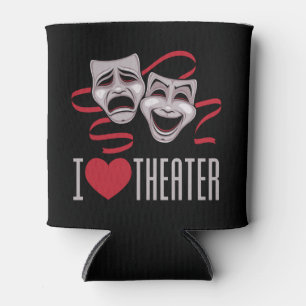 Ich liebe Theater-Komödien- und Tragödienmasken Dosenkühler