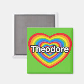 Ich Liebe Theodore. Ich Liebe dir Theodore. Herz Magnet (Vorderseite/Rückseite)