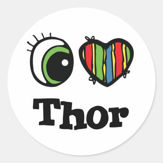 Ich liebe Thor Runder Aufkleber (Vorderseite)