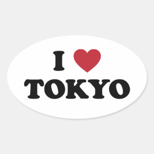 Ich liebe Tokio Japan Ovaler Aufkleber