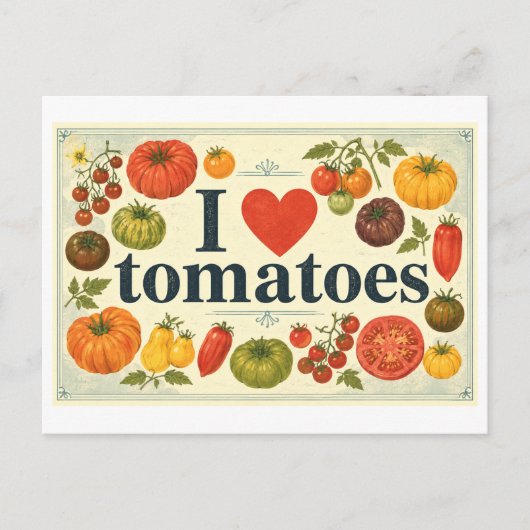 "Ich [liebe] Tomaten" Postkarte (Vorderseite)