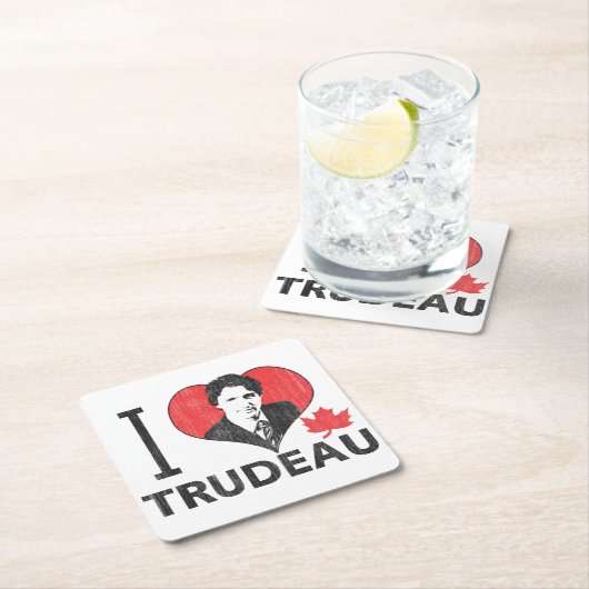 Ich liebe Trudeau Rechteckiger Pappuntersetzer (Vor Ort)