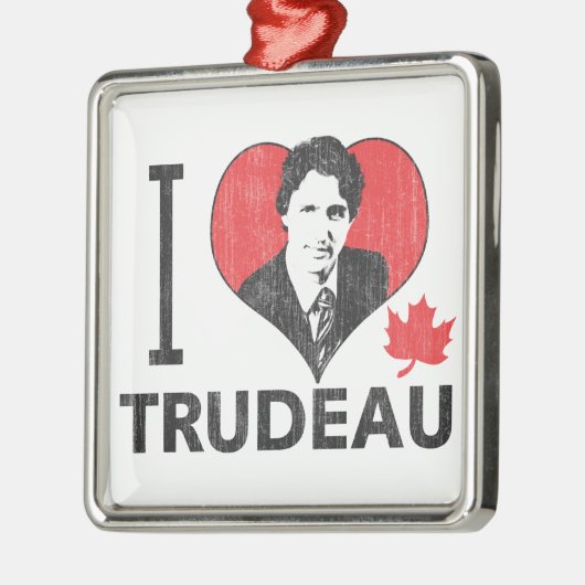 Ich liebe Trudeau Silbernes Ornament (Links)