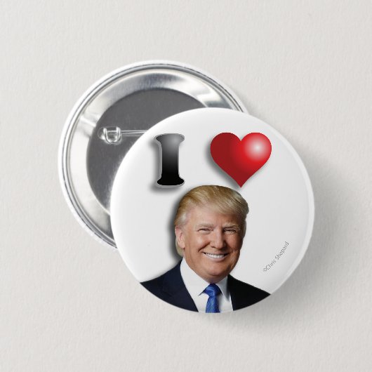 Ich LIEBE TRUMP glücklich lächelnden Präsidenten Button (Vorne & Hinten)