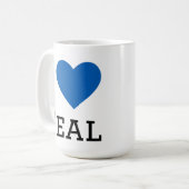 Ich liebe Türkis Kaffeetasse (Vorderseite Links)