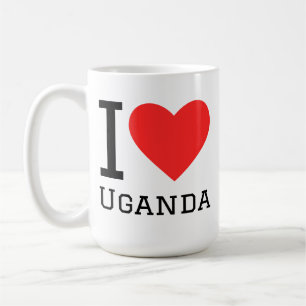 Ich liebe Uganda Quadrat Aufkleber Kaffeetasse