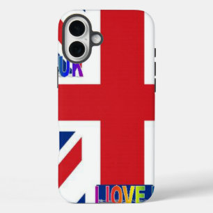 Ich liebe UK Fluffy Cloud & Union Jack Kunstprin iPhone 16 Plus Hülle