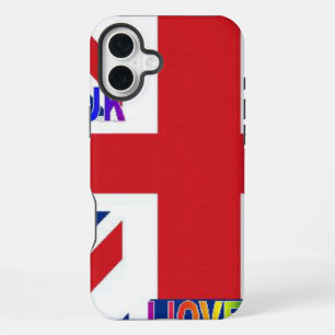 Ich liebe UK Fluffy Cloud & Union Jack Kunstprin iPhone 16 Plus Hülle