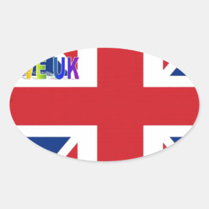 Ich liebe UK Kunst Druck Ovaler Aufkleber