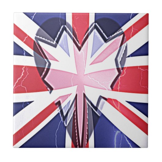 "Ich liebe UK"-Kunstposter Fliese (Vorderseite)