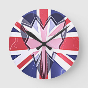"Ich liebe UK"-Kunstposter Runde Wanduhr
