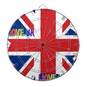 Ich liebe UK-Kunstprint Dartscheibe