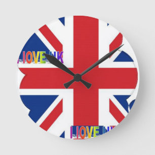 Ich liebe UK-Kunstprint Runde Wanduhr