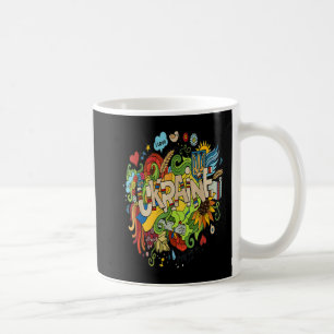Ich Liebe Ukraine Doodle mit ukrainischer Fahne be Kaffeetasse