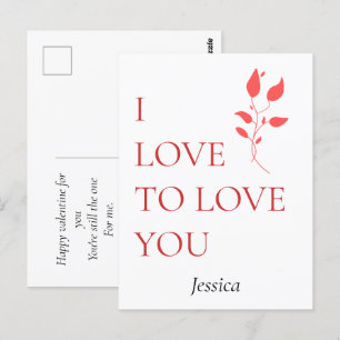 Ich Liebe, um Sie zu Liebe, personalisieren Postkarte