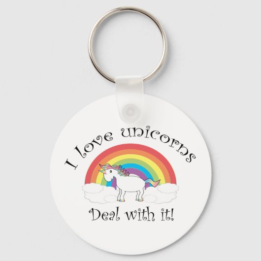 Ich Liebe unicorns Behandle mit ihm! Schlüsselanhänger (Vorderseite)