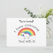 Ich Liebe unicorns Deal mit ihm! Einladung (Stehend Vorderseite)