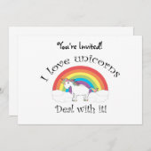Ich Liebe unicorns Deal mit ihm! Einladung (Vorne/Hinten)