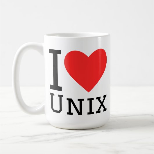 Ich liebe Unix Kaffeetasse (Links)