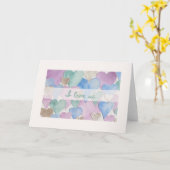 Ich liebe uns Pastell-Herzen Romantische Karte (Gelbe Blume)