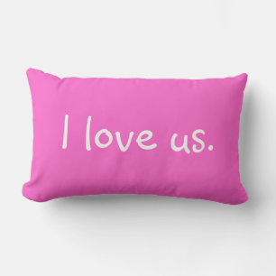 Ich Liebe uns Pink Lumbar Kissen