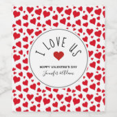 Ich Liebe uns Valentinstag Red Hearts Personalisie Weinetikett (Einzelnes Label)